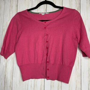 Anthropologie Boden Silk Cashmere Pink Button-Up Cardigan